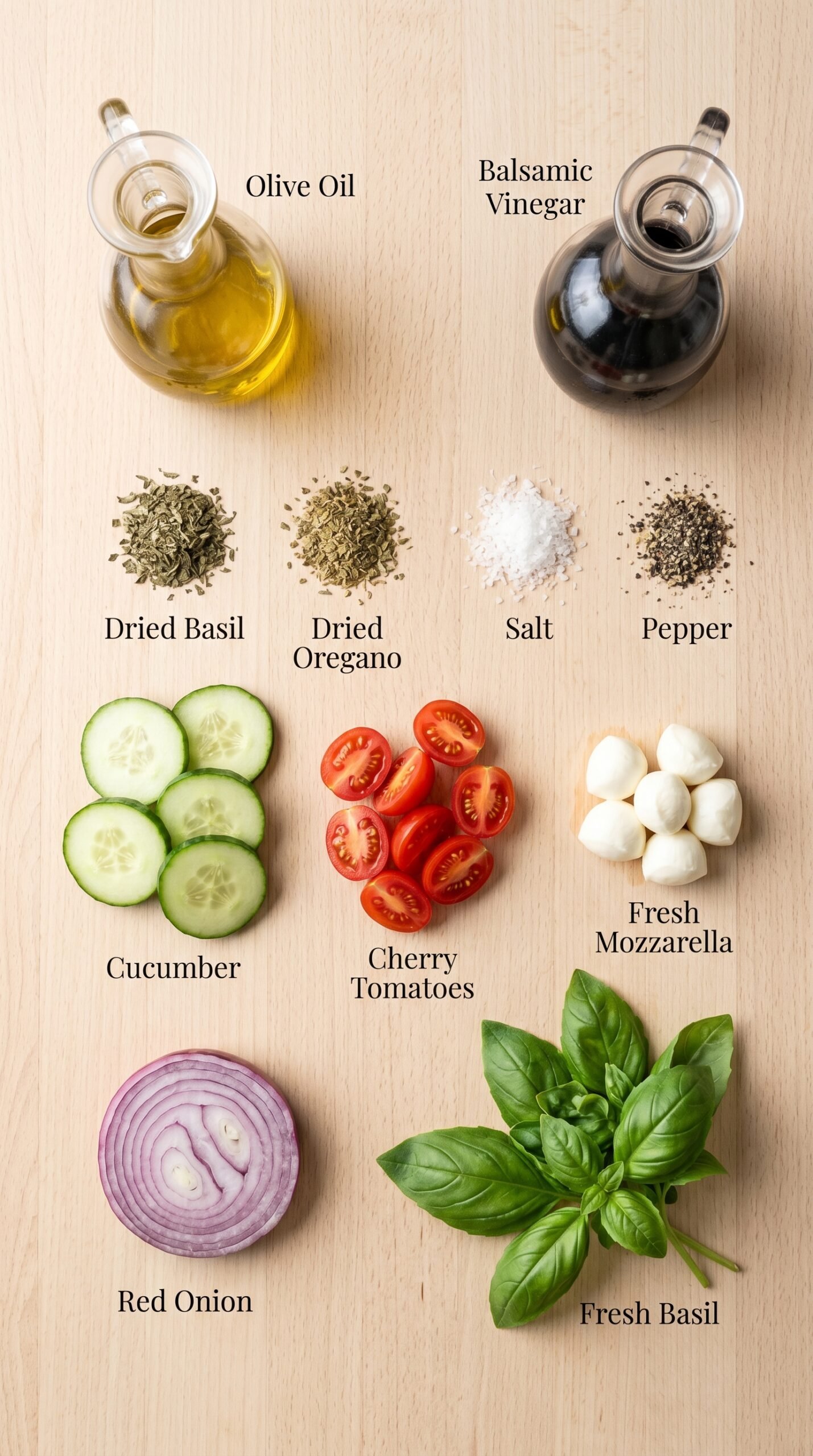 Fresh Cucumber Caprese Salad recipe ingredients