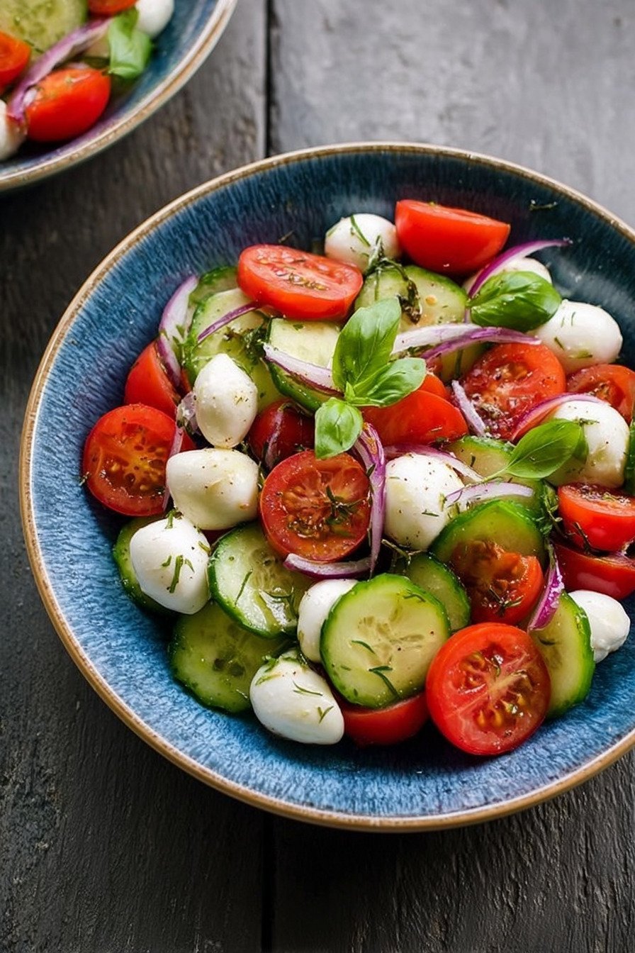 Fresh Cucumber Caprese Salad extra recipe photo