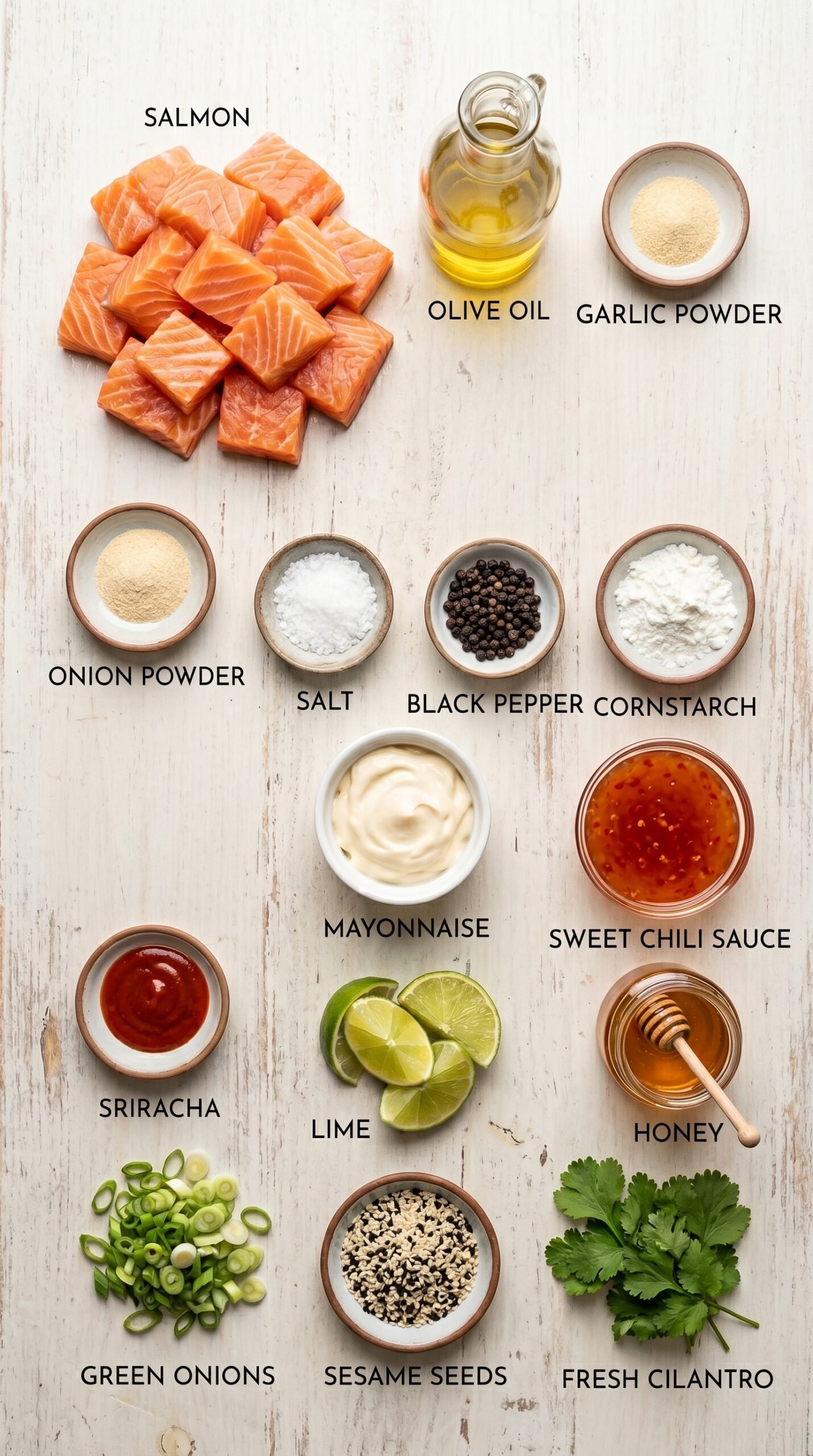 Crispy Bang Bang Salmon Bites recipe ingredients