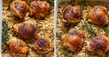 Oven Baked Chicken and Rice With Tender Thighs and Seasoned Rice recipe photo