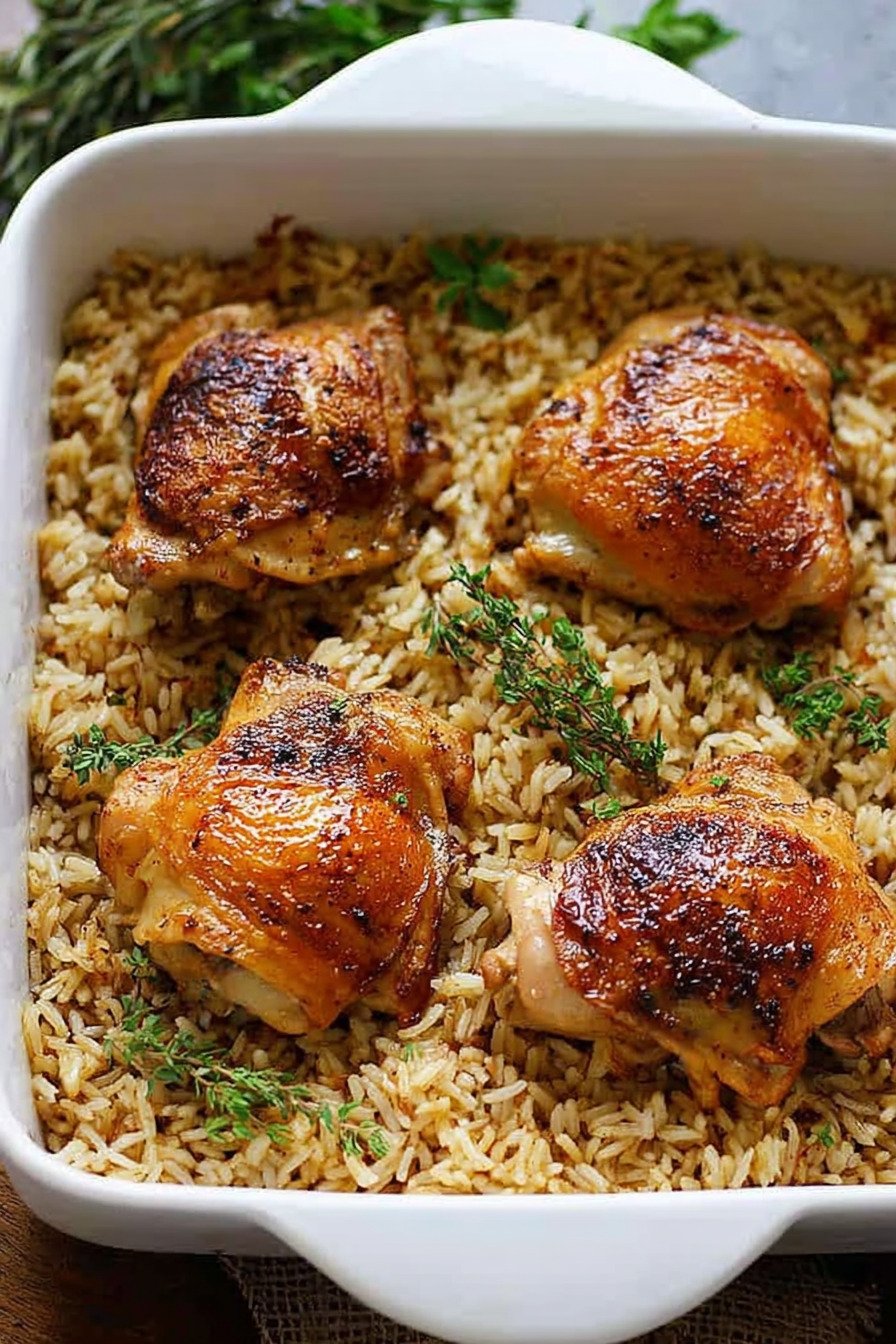 Oven Baked Chicken and Rice With Tender Thighs and Seasoned Rice recipe tips