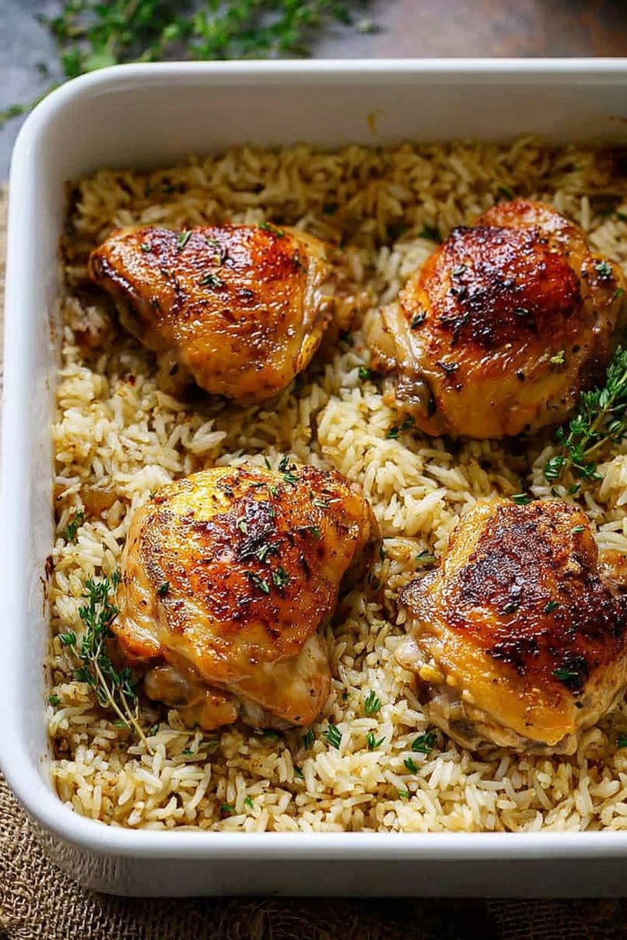 Oven Baked Chicken and Rice With Tender Thighs and Seasoned Rice extra recipe photo