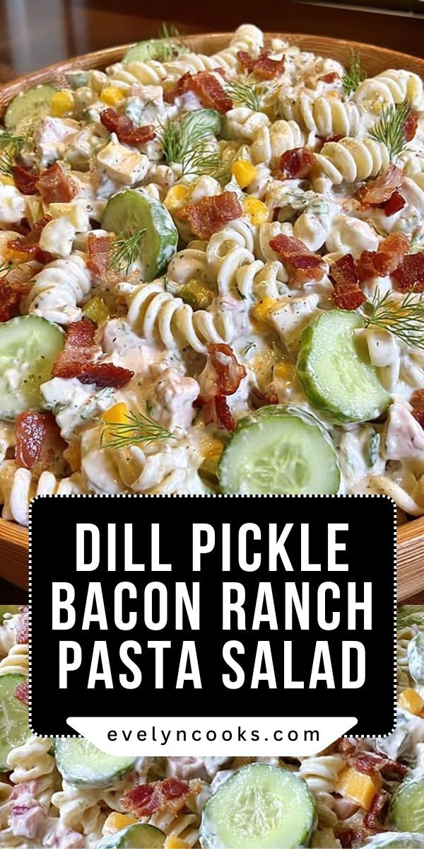 Dill Pickle Bacon Ranch Pasta Salad save this recipe