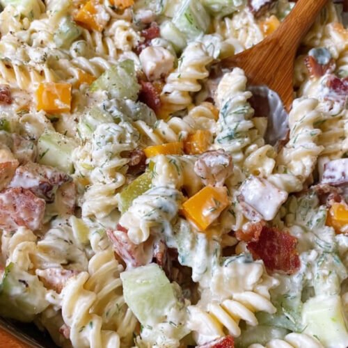 Dill Pickle Bacon Ranch Pasta Salad extra recipe photo