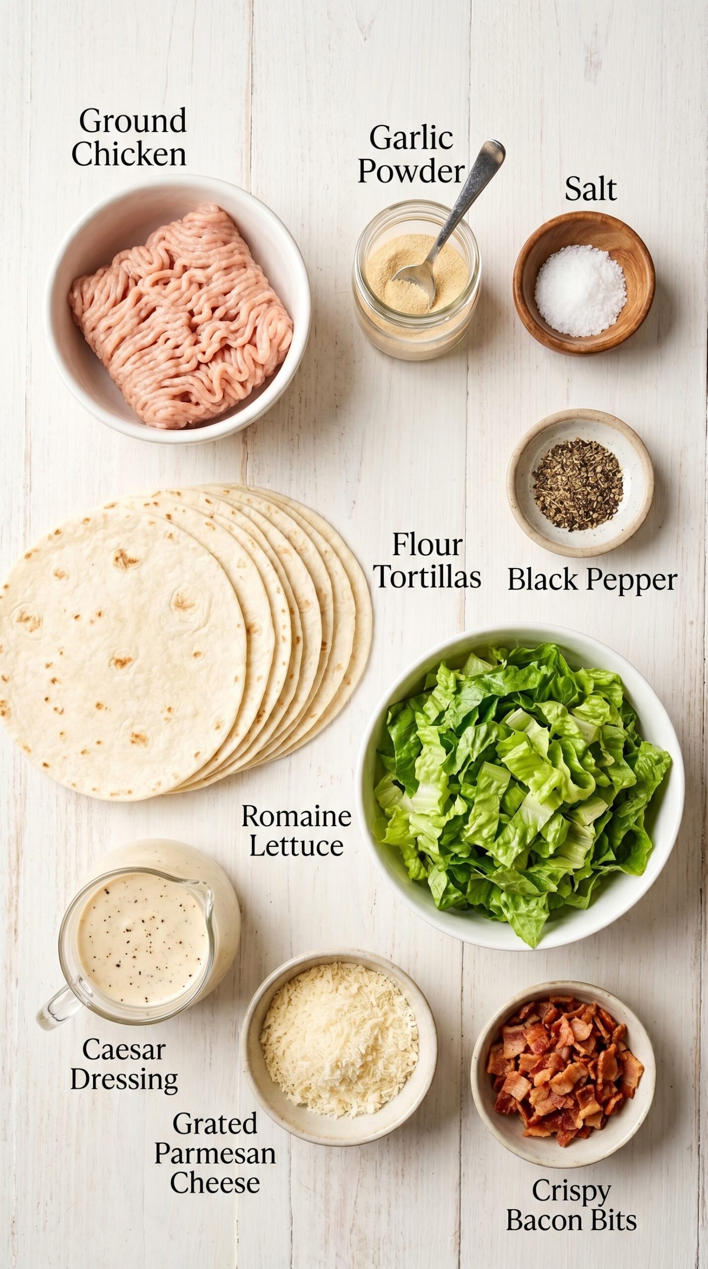 Smash Chicken Caesar Tacos with Crispy Edges recipe ingredients