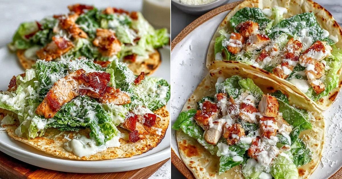 Smash Chicken Caesar Tacos with Crispy Edges recipe photo