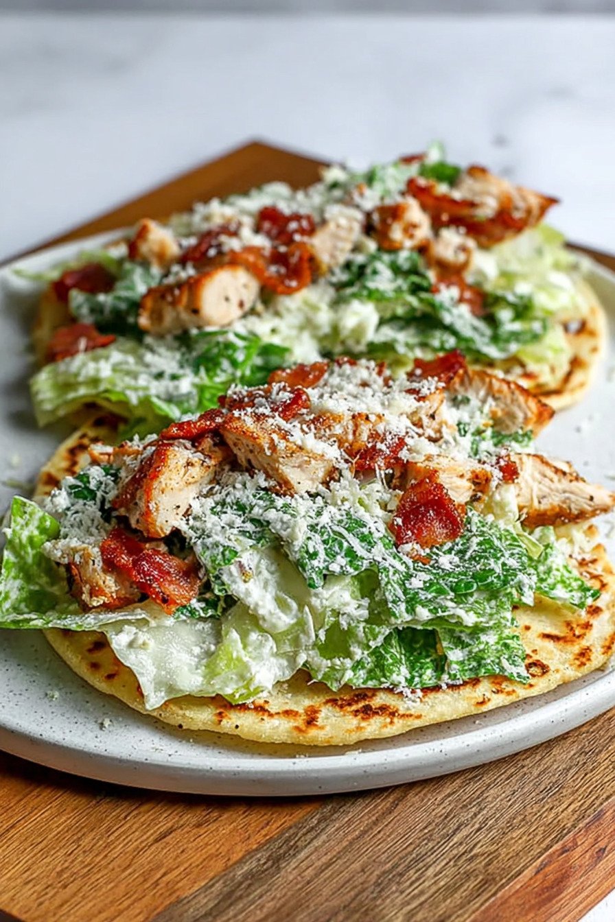 Smash Chicken Caesar Tacos with Crispy Edges final result