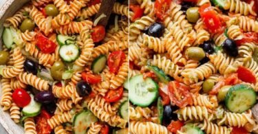 Zesty Italian Pasta Salad with Olives, Cucumber, and Tomato recipe photo