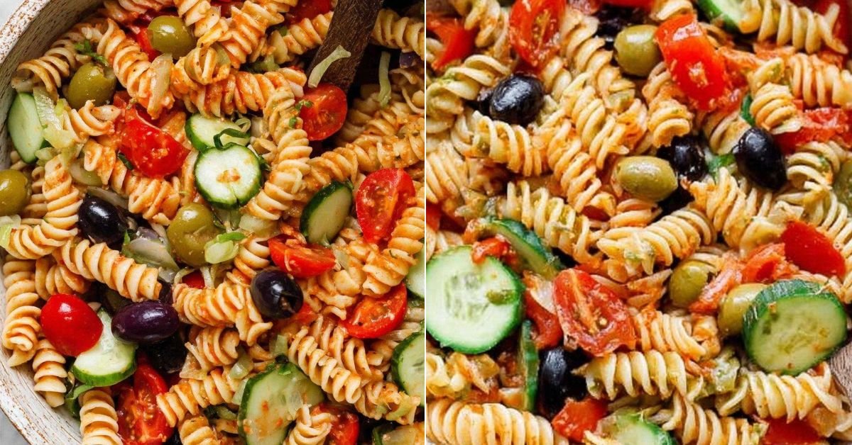 Zesty Italian Pasta Salad with Olives, Cucumber, and Tomato recipe photo