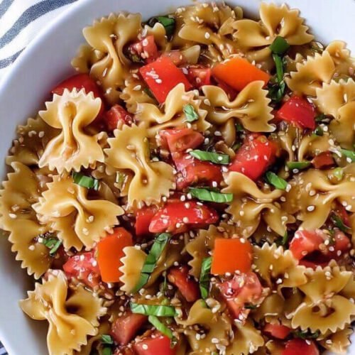 Easy Bruschetta Pasta Salad with Fresh Tomatoes, Basil, and Balsamic extra recipe photo