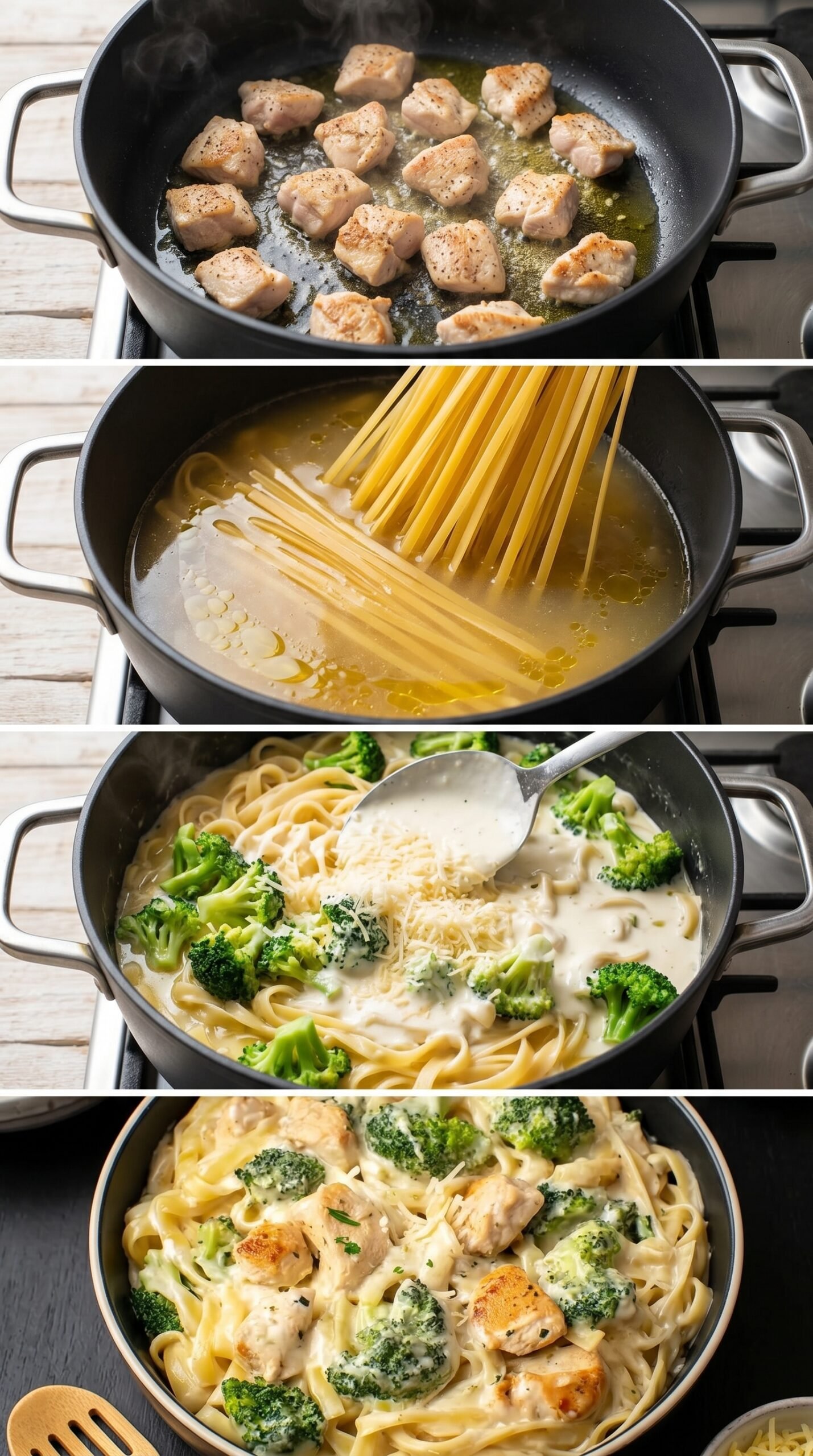 One Pot Chicken Broccoli Alfredo (Easy & Creamy) recipe instructions